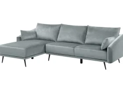 Sohvat<Beliani 3-Istuttava Kulmasohva Led-Valoilla Sametti Oikeak. Harmaa Varde