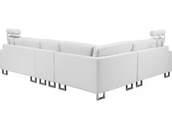 Hot Beliani 6-Istuttava Kulmasohva Nahka Vasenk. Valkoinen Stockholm