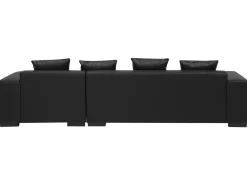 Sohvat<Beliani 3-Istuttava Kulmasohva Nahka Vasenk. Musta Lungo