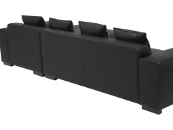 Sohvat<Beliani 3-Istuttava Kulmasohva Nahka Vasenk. Musta Lungo