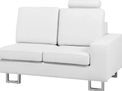 Sohvat<Beliani 6-Istuttava Kulmasohva Nahka Oikeak. Valkoinen Stockholm