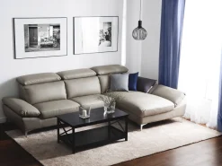 Shop Beliani 4-Istuttava Kulmasohva Nahka Vasenk. Ruskeanharmaa Farila