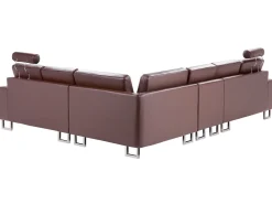 Sohvat<Beliani 6-Istuttava Kulmasohva Nahka Vasenk. Ruskea Stockholm