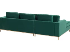 Sohvat<Beliani 4-Istuttava Kulmasohva Rahilla Sametti Vasenk. Tummanvihrea Oslo