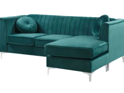 Cheap Beliani 3-Istuttava Kulmasohva Sametti Vasenk. Smaragdinvihrea Timra