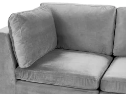 Sohvat<Beliani 4-Istuttava Kulmasohva Sametti Vasenk. Harmaa Evja