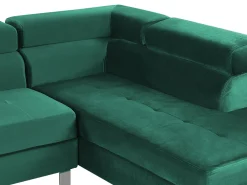 Cheap Beliani 5-Istuttava Kulmasohva Sametti Vasenk. Vihrea Norrea