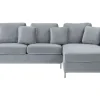 Sohvat<Beliani 4-Istuttava Kulmasohva Sametti Vasenk. Harmaa Oslo