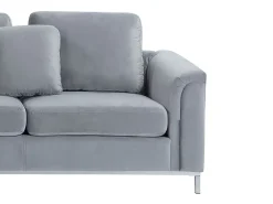 Sohvat<Beliani 4-Istuttava Kulmasohva Sametti Vasenk. Harmaa Oslo