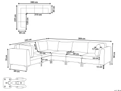 Sohvat<Beliani 6-Istuttava Kulmasohva Sametti Oikeak. Vihrea Evja
