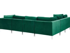 Sohvat<Beliani 6-Istuttava Kulmasohva Sametti Oikeak. Vihrea Evja