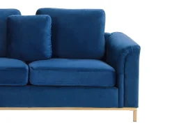 Best Beliani 4-Istuttava Kulmasohva Sametti Oikeak. Tummansininen Oslo