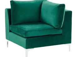 Sohvat<Beliani 6-Istuttava Kulmasohva Sametti Vasenk. Vihrea Evja