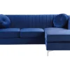 Sohvat<Beliani 3-Istuttava Kulmasohva Sametti Vasenk. Laivastonsininen Timra