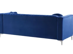 Sohvat<Beliani 3-Istuttava Kulmasohva Sametti Vasenk. Laivastonsininen Timra