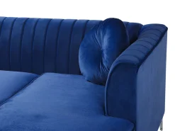 Sohvat<Beliani 3-Istuttava Kulmasohva Sametti Vasenk. Laivastonsininen Timra