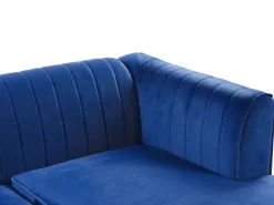 Sohvat<Beliani 3-Istuttava Kulmasohva Sametti Vasenk. Laivastonsininen Timra