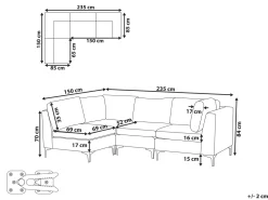 Best Sale Beliani 4-Istuttava Kulmasohva Sametti Oikeak. Laivastonsininen Evja