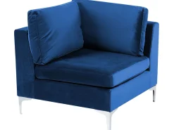 Best Sale Beliani 4-Istuttava Kulmasohva Sametti Oikeak. Laivastonsininen Evja