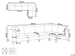 Store Beliani 5-Istuttava Kulmasohva Sametti Vasenk. Laivastonsininen Evja