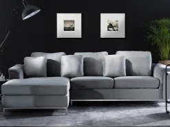 Hot Beliani 4-Istuttava Kulmasohva Sametti Oikeak. Harmaa Oslo