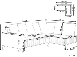 Sohvat<Beliani 3-Istuttava Kulmasohva Sametti Vasenk. Tummanvihrea Grena