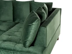 Sohvat<Beliani 3-Istuttava Kulmasohva Sametti Vasenk. Tummanvihrea Grena