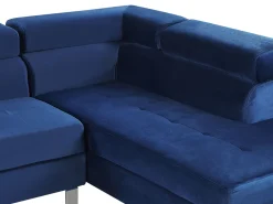 Sohvat<Beliani 5-Istuttava Kulmasohva Sametti Vasenk. Laivastonsininen Norrea