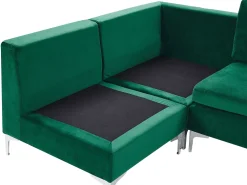 Sohvat<Beliani 4-Istuttava Kulmasohva Sametti Oikeak. Vihrea Evja