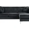 Sohvat<Beliani 3-Istuttava Kulmasohva Sametti Vasenk. Musta Flen