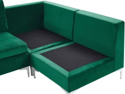 Store Beliani 5-Istuttava Kulmasohva Sametti Vasenk. Vihrea Evja