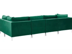 Store Beliani 5-Istuttava Kulmasohva Sametti Vasenk. Vihrea Evja