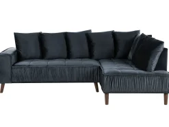 Cheap Beliani 3-Istuttava Kulmasohva Sametti Vasenk. Musta Grena
