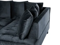 Cheap Beliani 3-Istuttava Kulmasohva Sametti Vasenk. Musta Grena