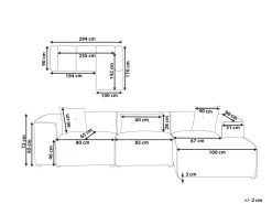 Discount Beliani 3-Istuttava Kulmasohva Vakosametti Vasenk. Harmaa Dolva