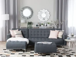 Sohvat<Beliani 4-Istuttava Kulmavuodesohva Kangas Oikeak. Tummanharmaa Aberdeen