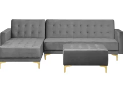 Outlet Beliani 4-Istuttava Kulmavuodesohva Ja Rahi Sametti Oikeak. Harmaa Aberdeen