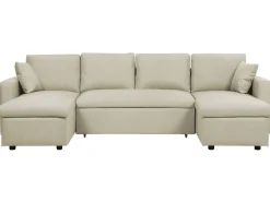 Sohvat<Beliani 5-Istuttava Kulmavuodesohva Säilytystilalla Kangas Beige Sommen