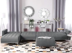 Sohvat<Beliani 5-Istuttava Kulmavuodesohva Ja Rahi Kangas Oikeak. Vaaleanharmaa Aberdeen