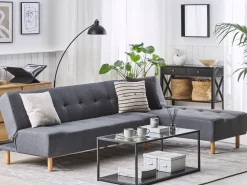 Sohvat<Beliani 4-Istuttava Kulmavuodesohva Kangas Vasenk. Harmaa Alsten