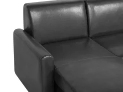 Sohvat<Beliani 3-Istuttava Kulmavuodesohva Säilytystilalla Keinonahka Oikeak. Musta Ogna