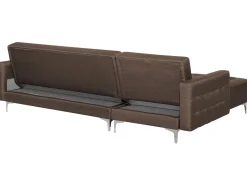 New Beliani 4-Istuttava Kulmavuodesohva Kangas Oikeak. Tummanruskea Aberdeen