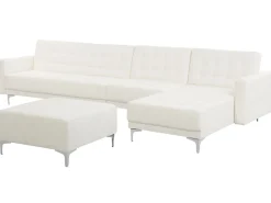 Fashion Beliani 5-Istuttava Kulmavuodesohva Ja Rahi Keinonahka Vasenk. Valkoinen Aberdeen