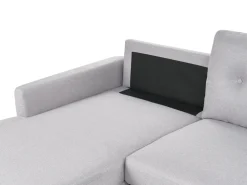 Sohvat<Beliani 4-Istuttava Kulmavuodesohva Säilytystilalla Oikeak. Vaaleanharmaa Flakk