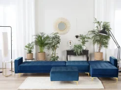 Sohvat<Beliani 5-Istuttava Kulmavuodesohva Ja Rahi Sametti Oikeak. Laivastonsininen Aberdeen