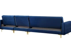 Sohvat<Beliani 5-Istuttava Kulmavuodesohva Ja Rahi Sametti Oikeak. Laivastonsininen Aberdeen