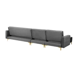 Sohvat<Beliani 5-Istuttava Kulmavuodesohva Ja Rahi Sametti Oikeak. Harmaa Aberdeen