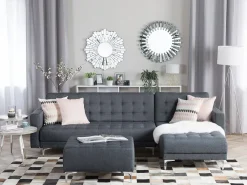 Store Beliani 4-Istuttava Kulmavuodesohva Kangas Vasenk. Tummanharmaa Aberdeen