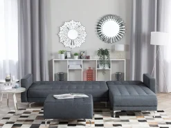 Store Beliani 4-Istuttava Kulmavuodesohva Kangas Vasenk. Tummanharmaa Aberdeen