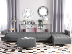 Cheap Beliani 5-Istuttava Kulmavuodesohva Kangas Vasenk. Vaaleanharmaa Aberdeen